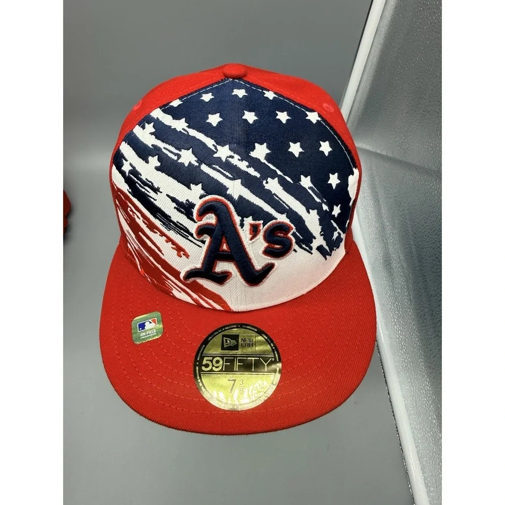 New‎ Era 59FIFTY Red Athletics 2022 4th of July On-Field Fitted Men's 7 3/8 Hat